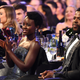 Actors Lupita Nyong’o and Winston Duke attend the 24th Annual Screen Actors Guild Awards at the Shrine Auditorium on Jan. 21, 2018, in Los Angeles.